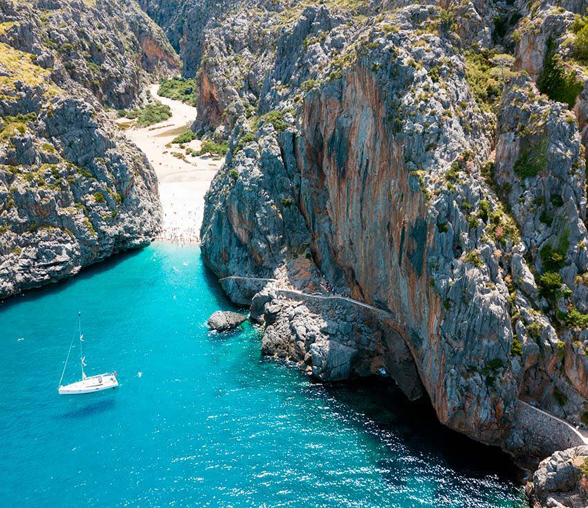 turquoise bay of Sa Calobra in Mallorca
